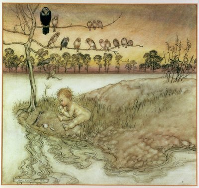 1912年のJMバリーによる「ケンジントンガーデンのピーターパン」のイラスト 作： Arthur Rackham